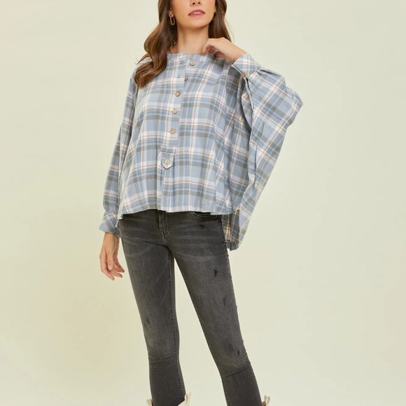 Heyson Button Front Shirt Women's Size Small Plaid 100% Cotton Top Oversized Fit - Picture 1 of 10